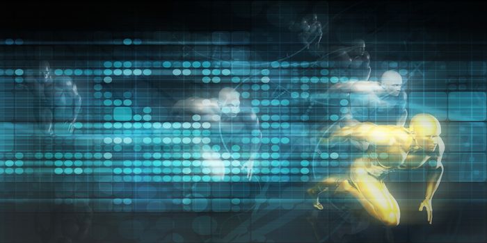 Futuristic Race Concept with Technology Background as Art