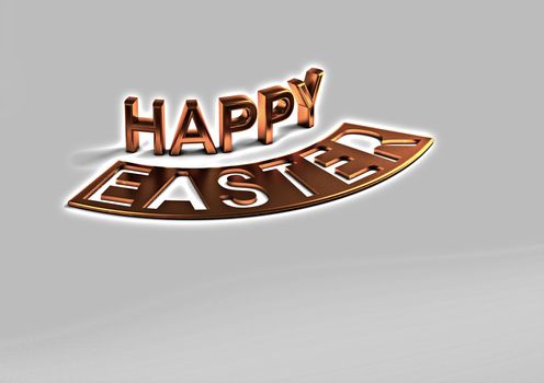 Dimensional inscription Happy Easter on white background