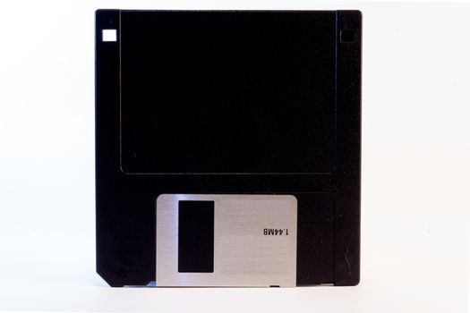 Detail of an old black floppy disk