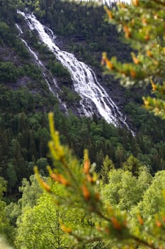 Waterfalls in mountain forest, Rjukan, Norway