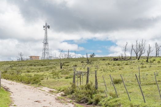 SUURBERGPAS, SOUTH AFRICA - FEBRUARY 21, 2016:  A microwave telecommunications tower at the top of the Suurberg Pass