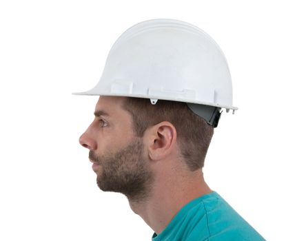 Engineer with hardhat on white background, isolated