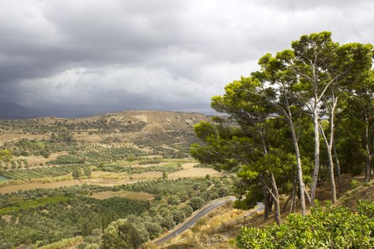 Landscape of Messara Valley situated on the southwestern part of Heraklio - Greece 