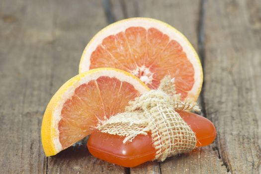 bar of glycerine soap and grapefruit