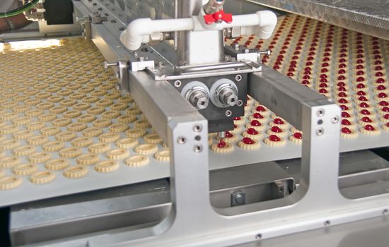 automatic production cookies inside of  factory