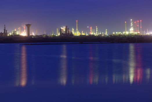 petrochemical plant at night on Black Sea