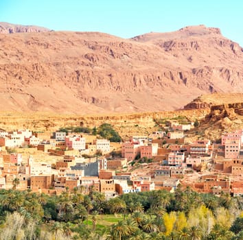 in   valley  morocco   africa the atlas dry mountain ground isolated hill