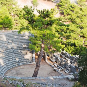  old  temple and theatre in arykanda antalya turkey asia sky and ruins