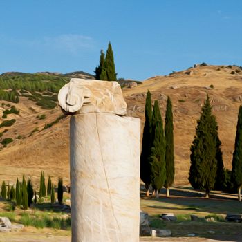  pamukkale    old       construction in asia turkey the column  and the roman temple 