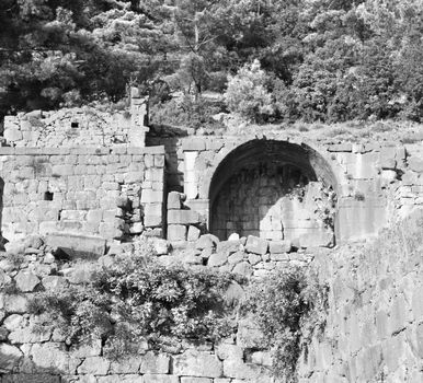  old  temple and theatre in arykanda antalya turkey asia sky and ruins