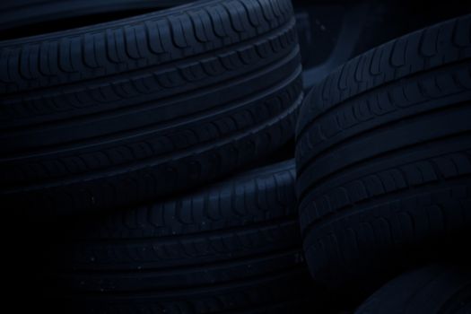 Old rubber tires for black background