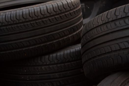 Old rubber tires for background