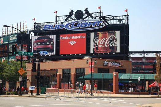 Fans gather for a late season Cardinals game at Busch Stadium in St. Louis.