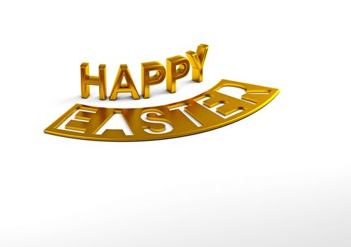 Dimensional inscription Happy Easter on white background