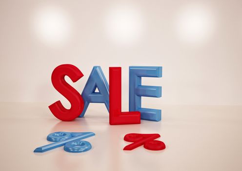 Dimensional inscription of SALE and percents near it.