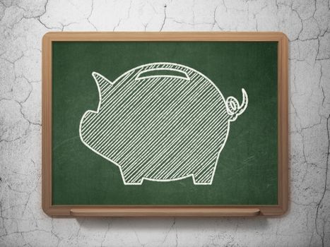 Banking concept: Money Box icon on Green chalkboard on grunge wall background