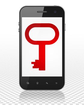 Privacy concept: Smartphone with red Key icon on display