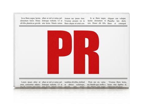 Advertising concept: newspaper headline PR on White background, 3d render