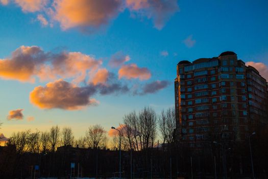 The house, the sky and clouds in the evening 2016 March 20