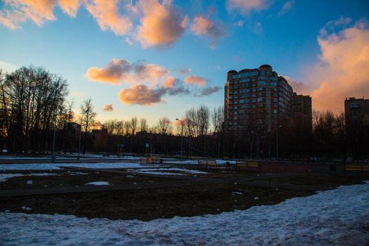 The house, the sky and clouds in the evening 2016 March 20