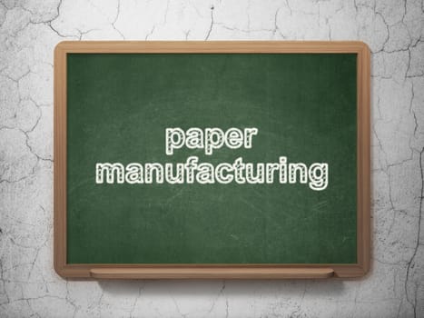 Manufacuring concept: text Paper Manufacturing on Green chalkboard on grunge wall background