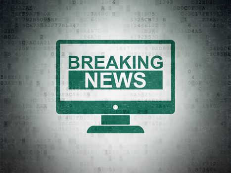 News concept: Painted green Breaking News On Screen icon on Digital Paper background