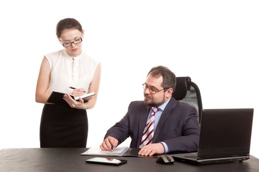 the secretary transfers documents for the signature to the head