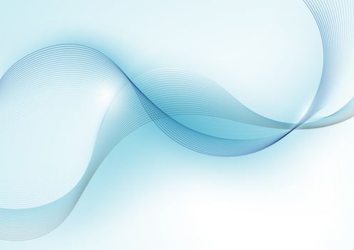 Blue Abstract Wave Lines Background - Illustration