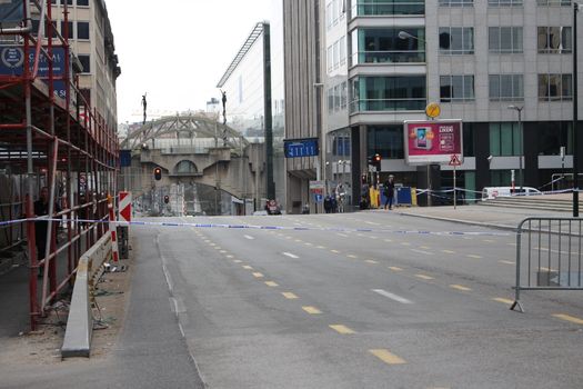 BELGIUM, Brussels: With Brussels, Belgium on high alert, the streets are desolate following the deadly attacks at Maelbeek metro station and Zaventem airport on March 22, 2016. The attacks, at least one of which was carried out by a suicide bomber, left at least 30 dead, and scores more injured.