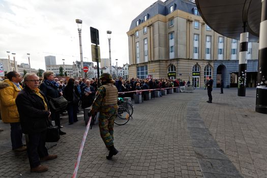 BELGIUM, Brussels: A police cordon is seen outside the Brussels-Central train station as hundreds have been evacuated on March 22, 2016 following the attacks that hit the Belgian capital.