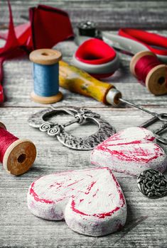 Sewing tool for needlework and leather scraps
