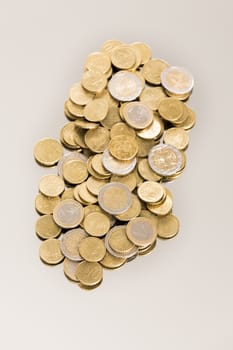 Euro coins saving on white background France