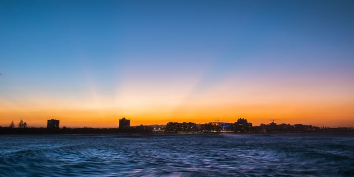 Mooloolaba beach at dusk. Sunshine Coast, Queensland.