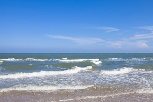 Sea wave on Matala beach and sky