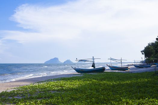 Small fishing boat. Thailand's fishermen. Lifestyle, occupation fisherman.