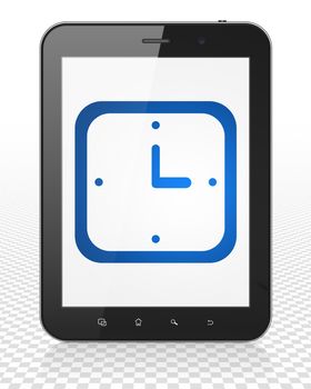 Time concept: Tablet Pc Computer with blue Watch icon on display