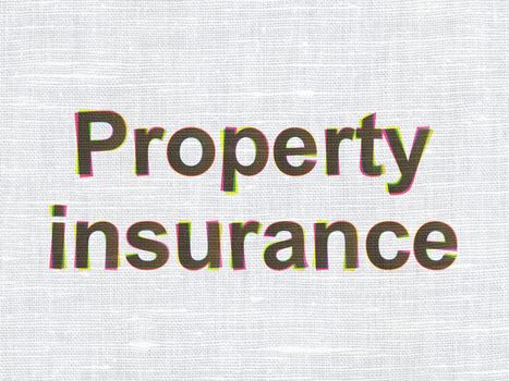 Insurance concept: CMYK Property Insurance on linen fabric texture background