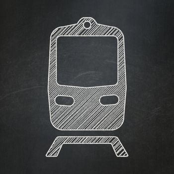 Travel concept: Train icon on Black chalkboard background