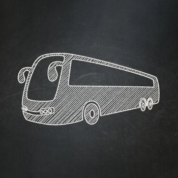 Travel concept: Bus icon on Black chalkboard background