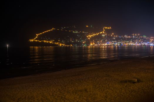 Alanya city, view from the beach, one of the famous destinations in Turkey