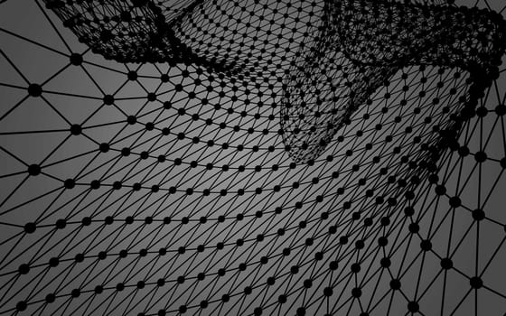 Abstract polygonal space low poly dark background with connecting dots and lines. Connection structure.