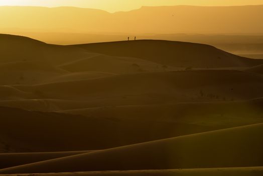 Sand dunes at sunset, Sahara Desert, Hassilabied, Morocco