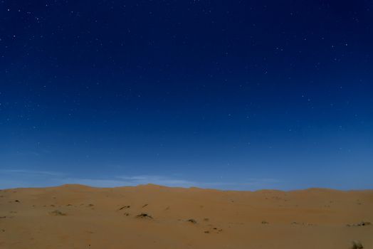 Stars at night over the dunes, Sahara Desert, Hassilabied, Morocco