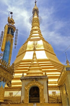 Yangon, Myanmar - APR15 : The Sule Pagoda in the day light on April 15,2013 in Yangon, Myanmar. Sule Pagoda located in the heart of Yangon.