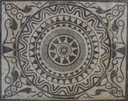 Uprising sun on Mosaic in Roman villa, from II Century B.C. 