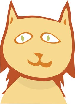 Illustration of head and shoulders of smiling cat over white background