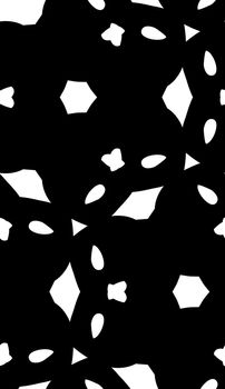Seamless pattern of odd abstract white shapes over black