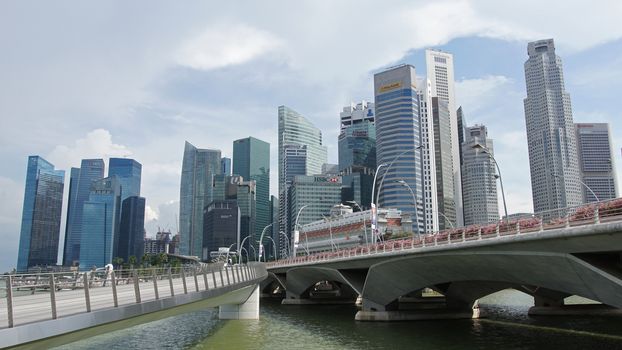 SINGAPORE, ASIA - MAY 14, 2015: Skyline of the metropolis Singapore on May 14, 2015 in Singapore, Asia