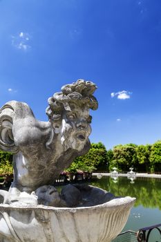  Sculpture of harpy in the Island Fountain,Boboli Gardens, Florence, Italy.
