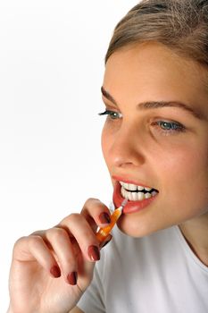 Girl with Interdental Brush in studio